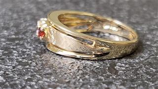 Garnet, Sapphire & Tourmaline Gold Ring - Size 5